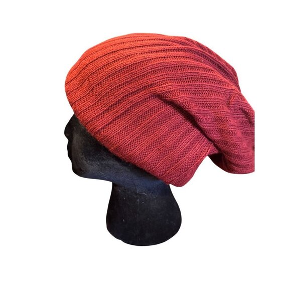 Forbusite Ribbed Knit Slouchy Beanie Hat Red Unisex One Size - Picture 2 of 9